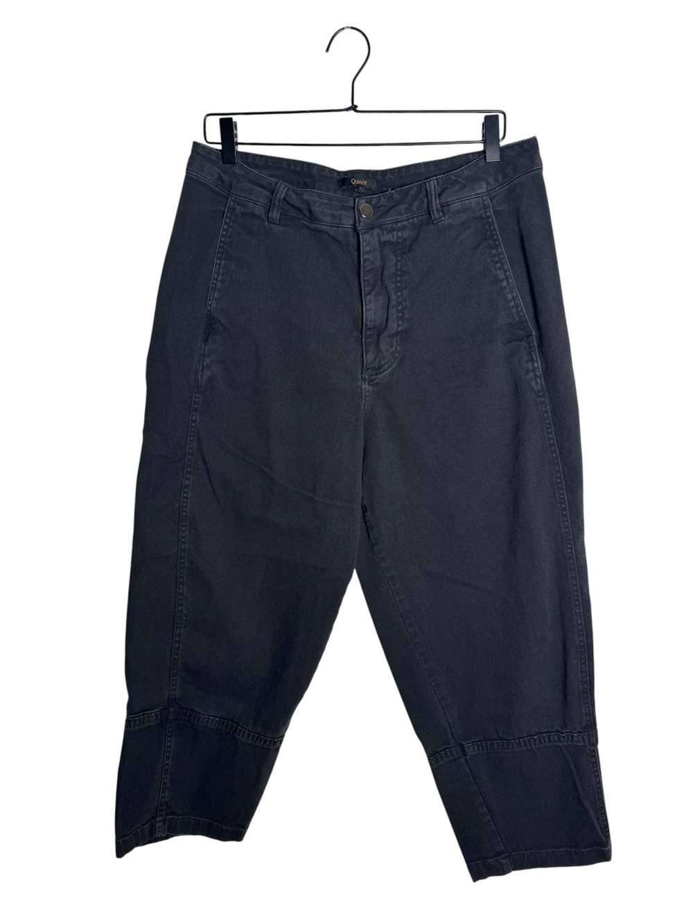 Quince Organic Stretch Cotton Twill Barrel Pants Tapered Black Crop